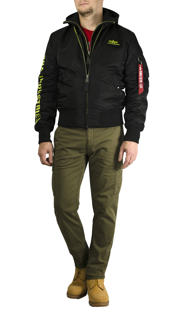 Куртка-бомбер лётная ALPHA INDUSTRIES D-Tec SE MA-1 black/lime 