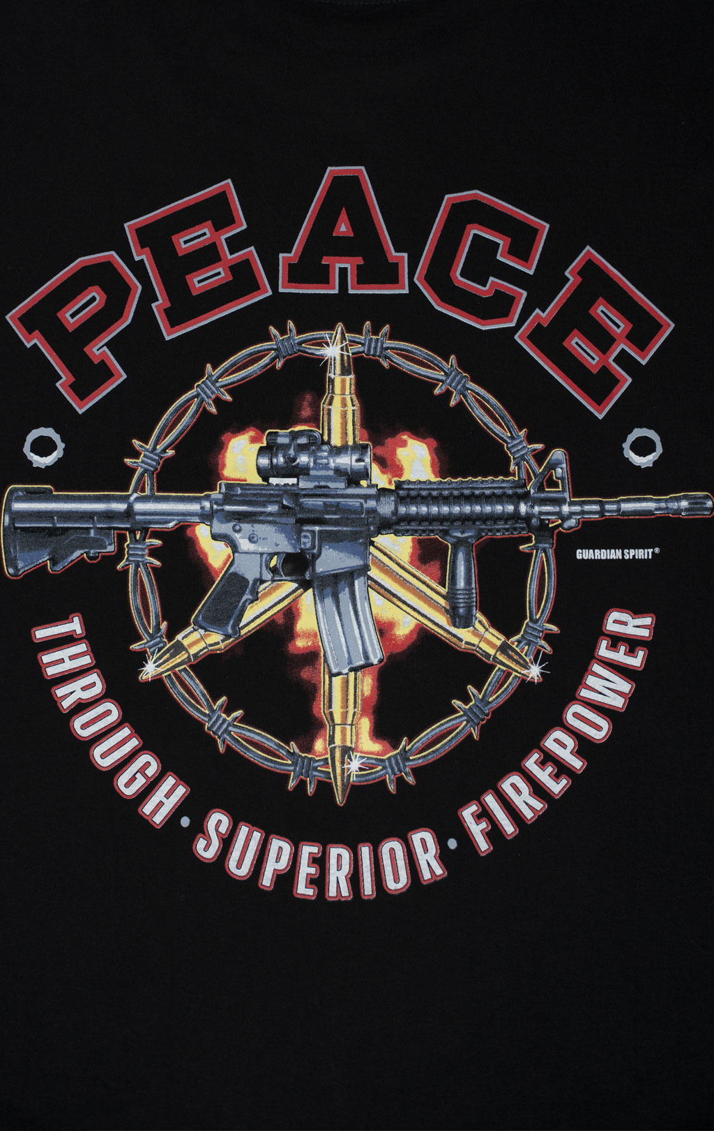 Футболка GUARDIAN SPIRIT/SABADO Peace Through Superior 100% хлопок black LU-341 Китай