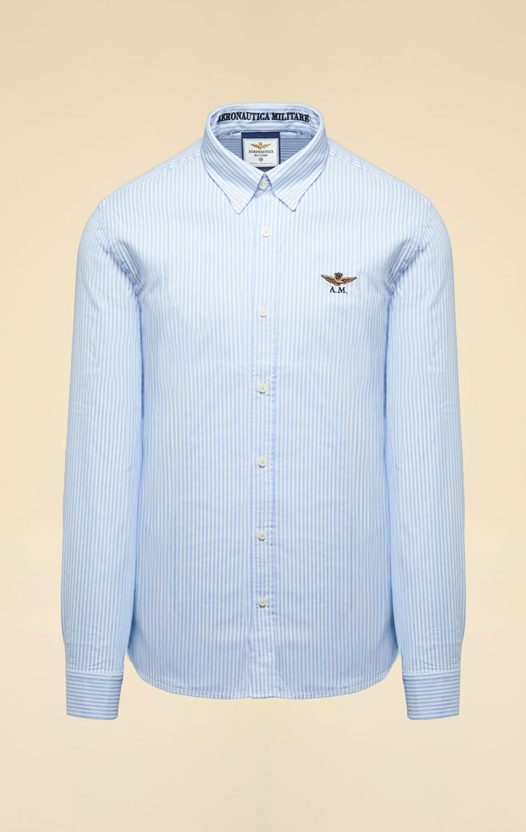 Рубашка AERONAUTICA MILITARE FW 26/27/AL stripes white/light blue (CA 1320) 