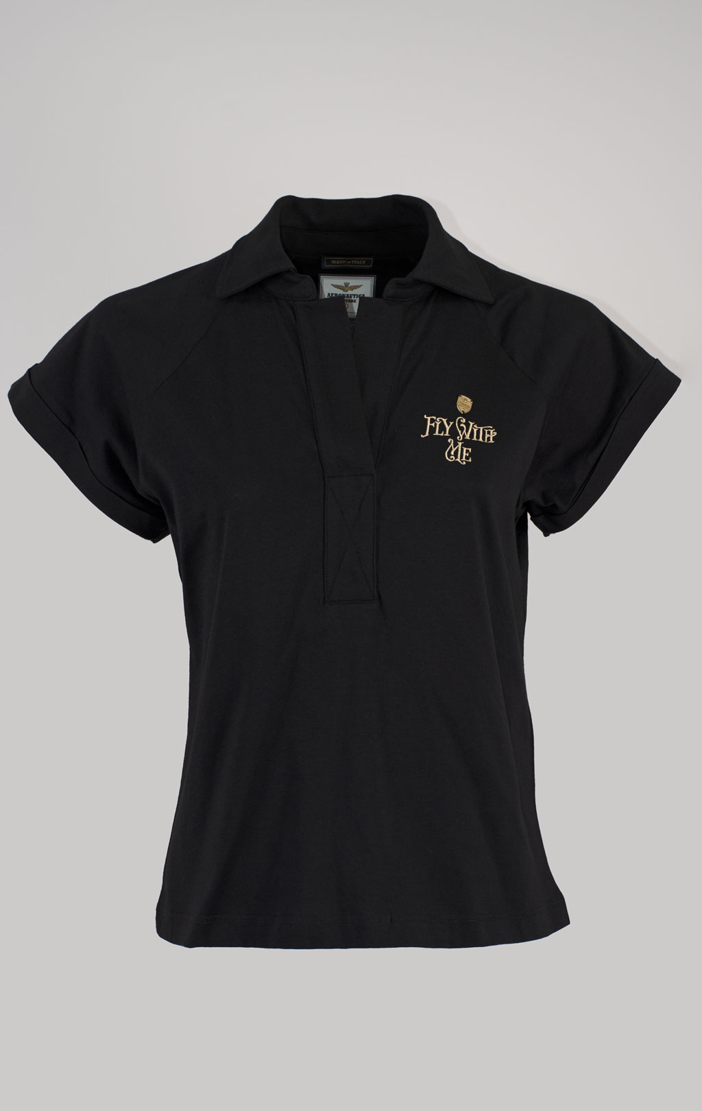 Женская футболка-поло AERONAUTICA MILITARE SS 25 m/IT nero (PO 1839) 