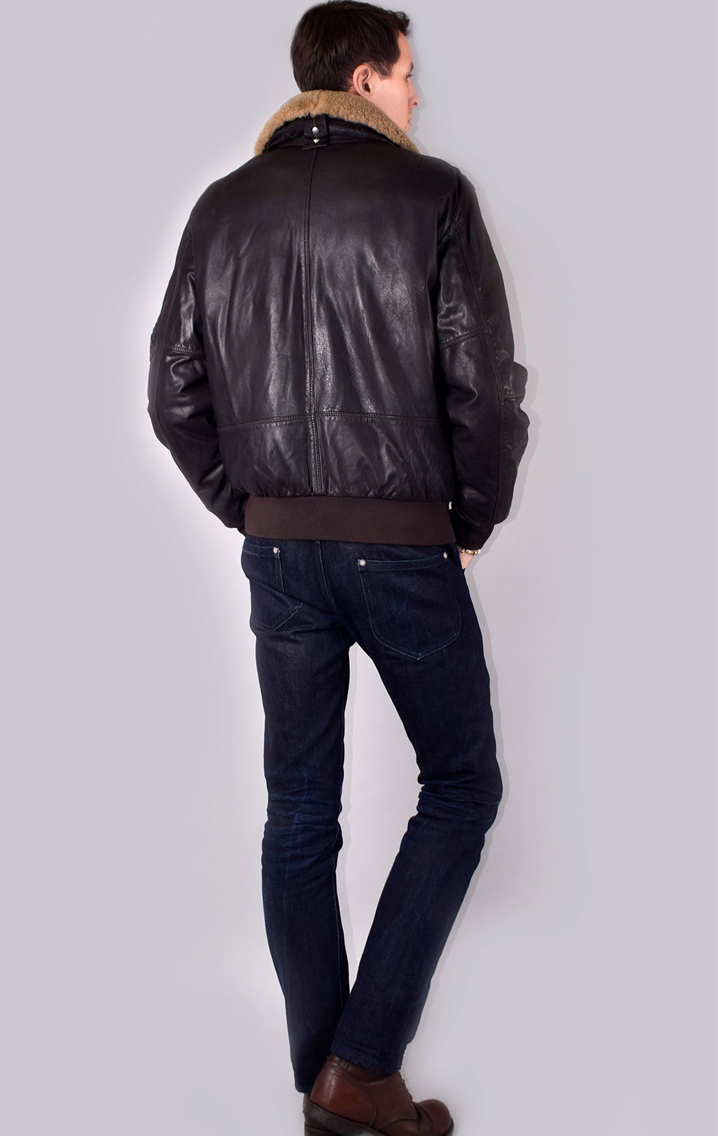 Куртка-пилот PARAJUMPERS JOSH LEATHER кожа FW 19/20 dark brown 