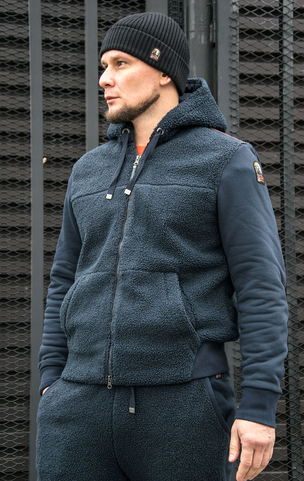 Толстовка с капюшоном PARAJUMPERS MOEGI на молнии FW 23/24 blue graphite 