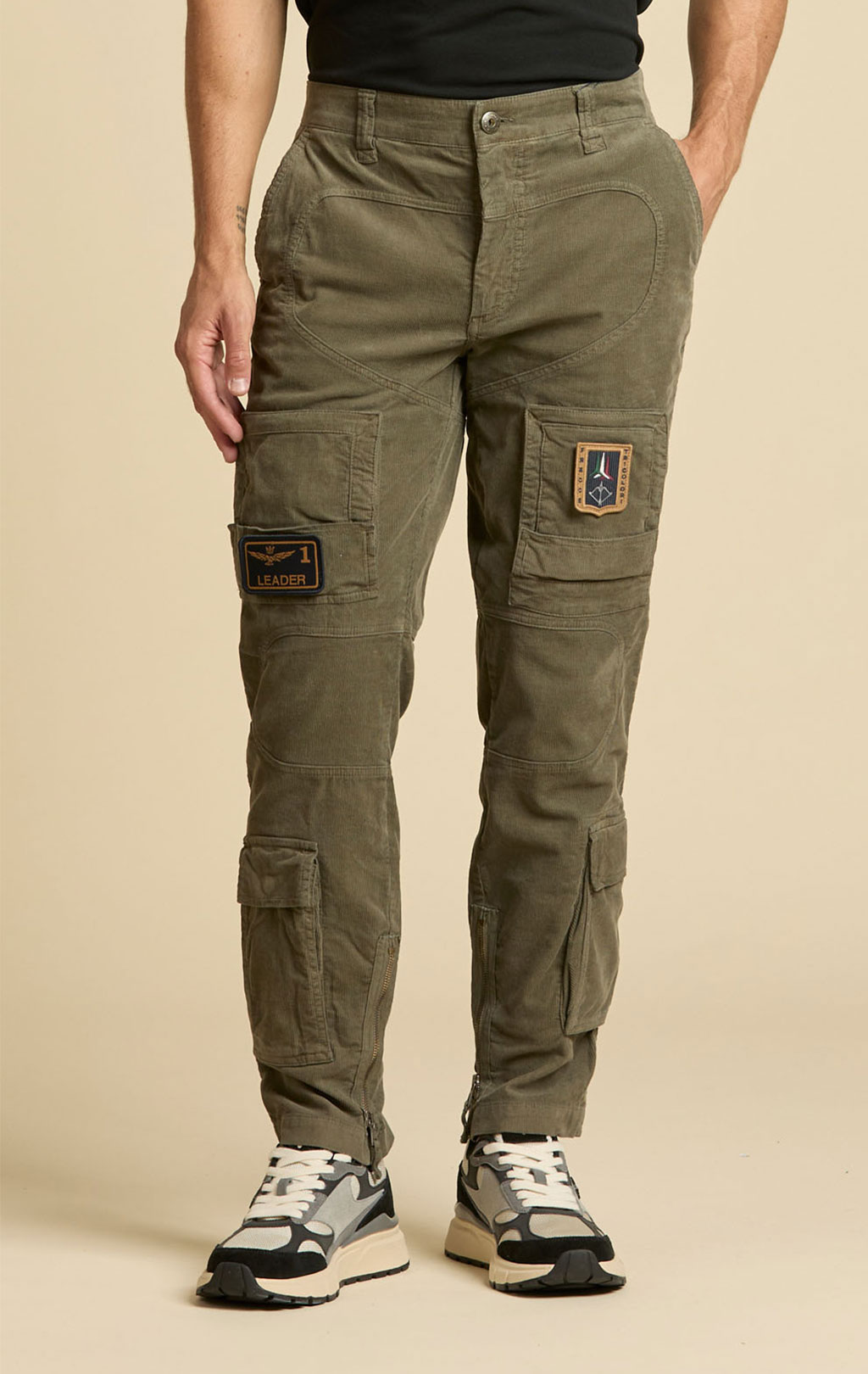 Брюки-карго AERONAUTICA MILITARE ANTI-G вельвет FW 26/27/AL tea leaf (PA 1664) 