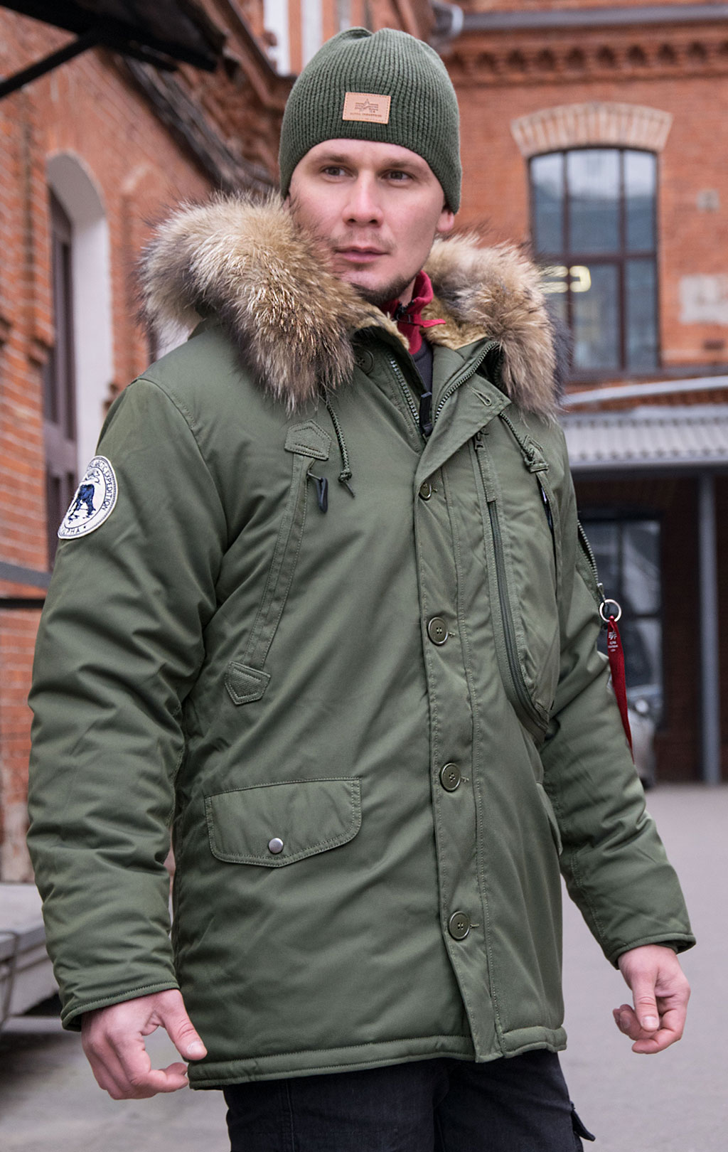 Аляска ALPHA INDUSTRIES POLAR натур. мех dark green 