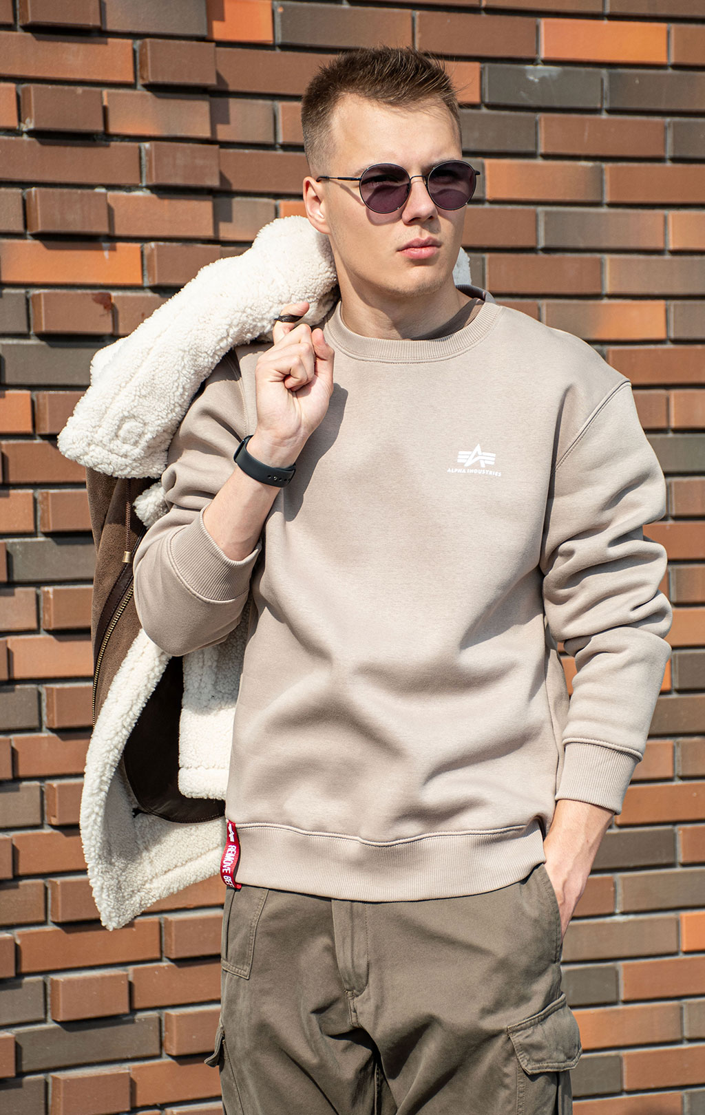 Свитшот ALPHA INDUSTRIES BASIC SWEATER SMALL LOGO vintage sand 