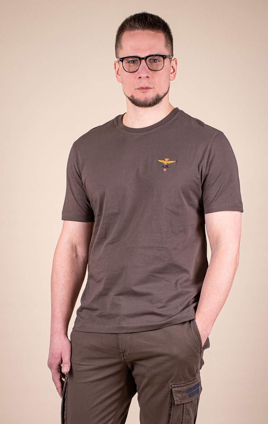 Футболка AERONAUTICA MILITARE SS 26/TR chestnut brown (TS 1580) 
