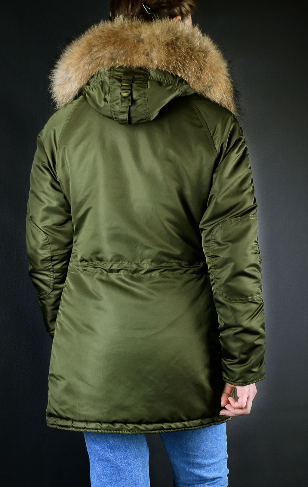 Женская аляска ALPHA INDUSTRIES VF 59 N-3B натур. мех dark green 