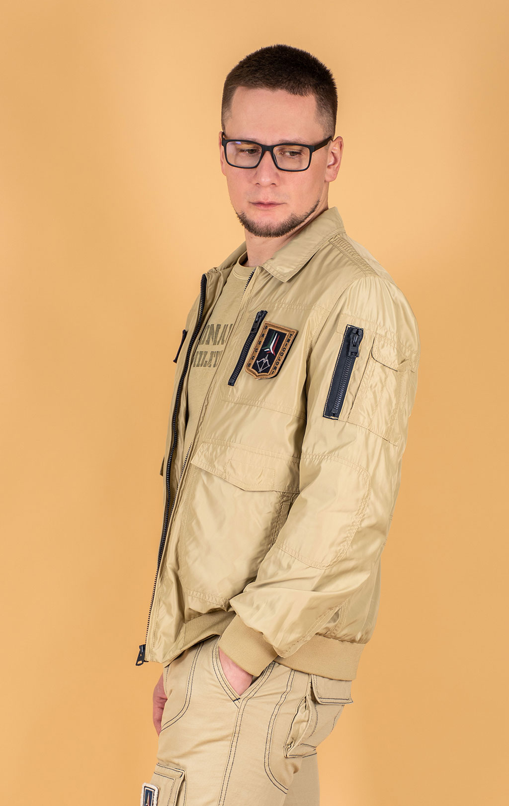 Ветровка-бомбер AERONAUTICA MILITARE SS 25 m/BD antelope beige (AB 2071) 