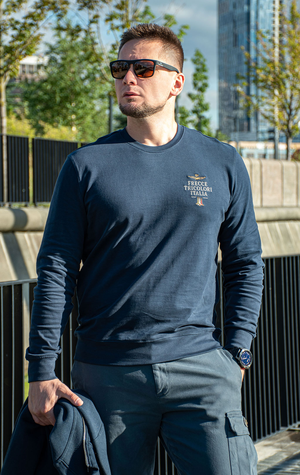 Лонгслив AERONAUTICA MILITARE FW 26/27/BD blue navy (TS 2574) 