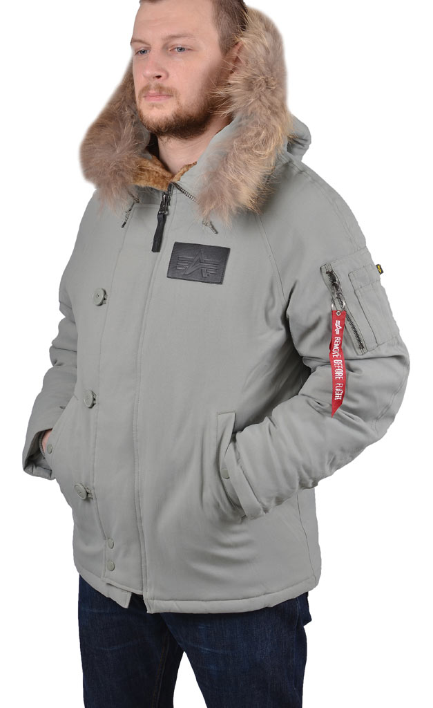 Аляска короткая ALPHA INDUSTRIES ELEVON N-2B натур. мех green alaska 