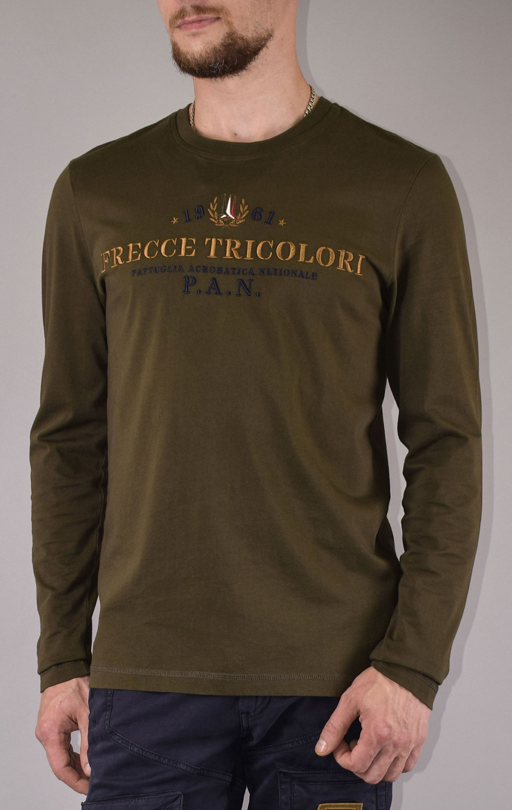 Лонгслив AERONAUTICA MILITARE FW 19/20 verde marcio (TS 1297)