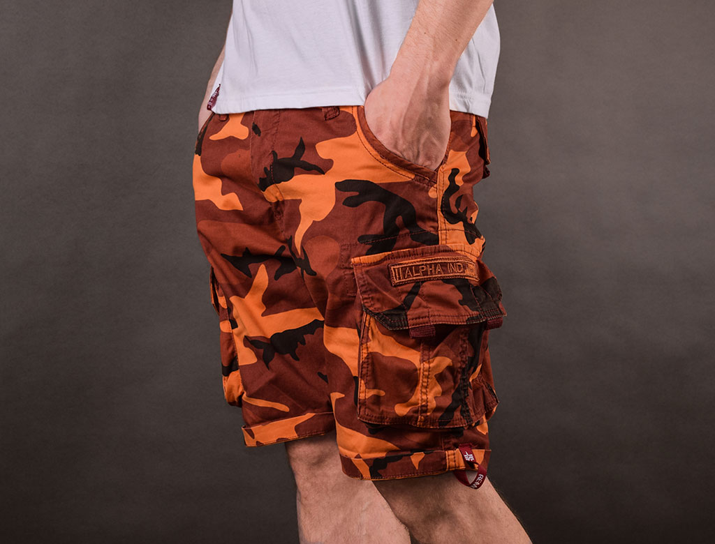 Шорты ALPHA INDUSTRIES CREW SHORT orange camo 