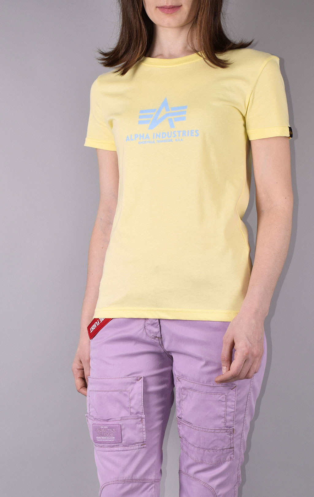 Женская футболка ALPHA INDUSTRIES NEW BASIC T pastel yellow 