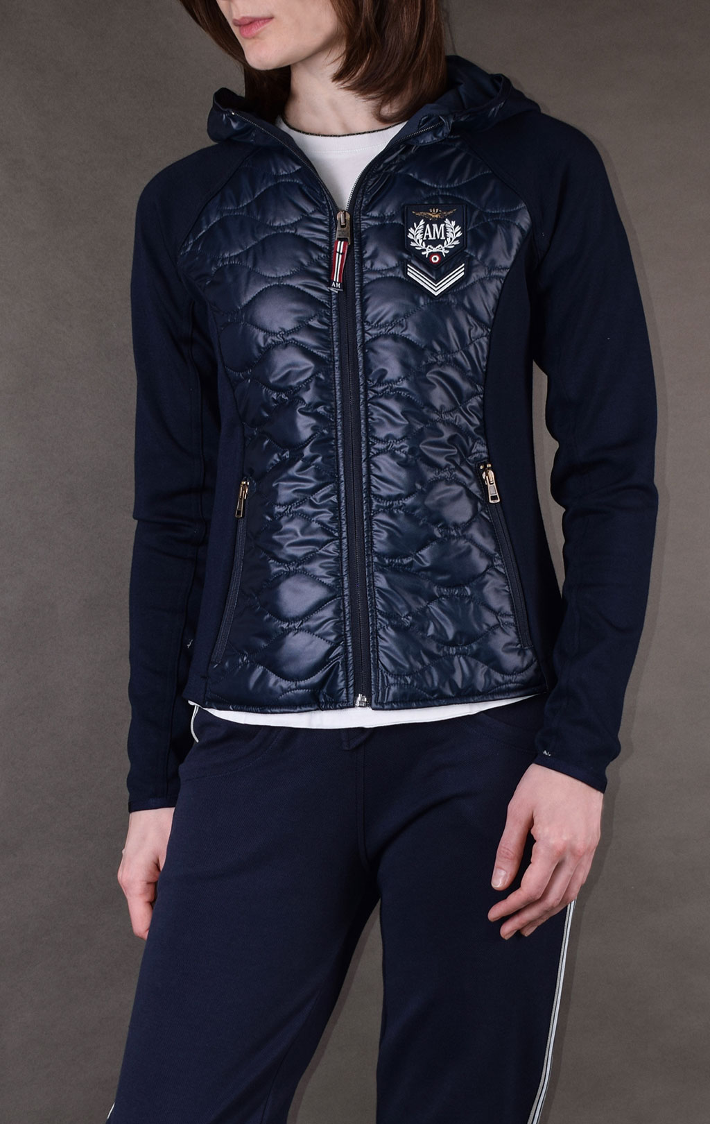 Женская толстовка с капюшоном AERONAUTICA MILITARE SS19 blue navy (AF 369) 