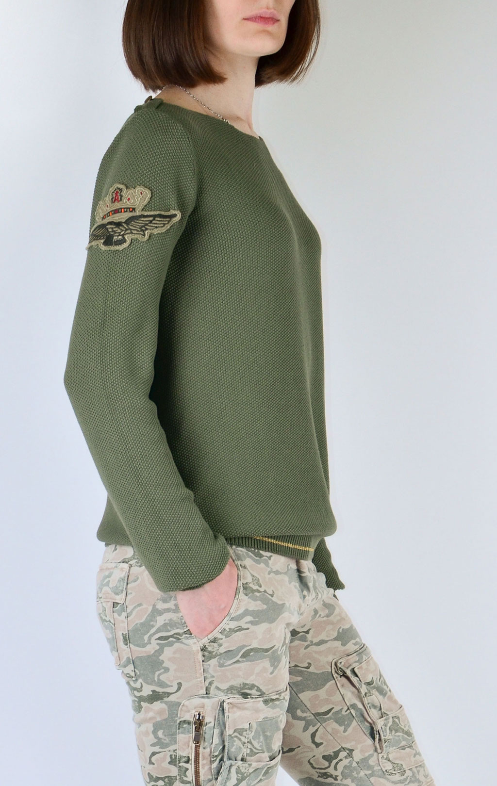 Женский свитер лёгкий AERONAUTICA MILITARE verde militare (MA 1125) 