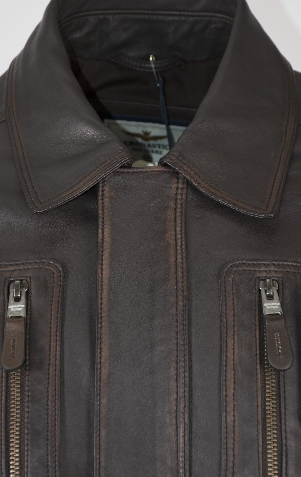 Куртка AERONAUTICA MILITARE big size кожа SS 25 m/IN testa di moro (PN 5046) 