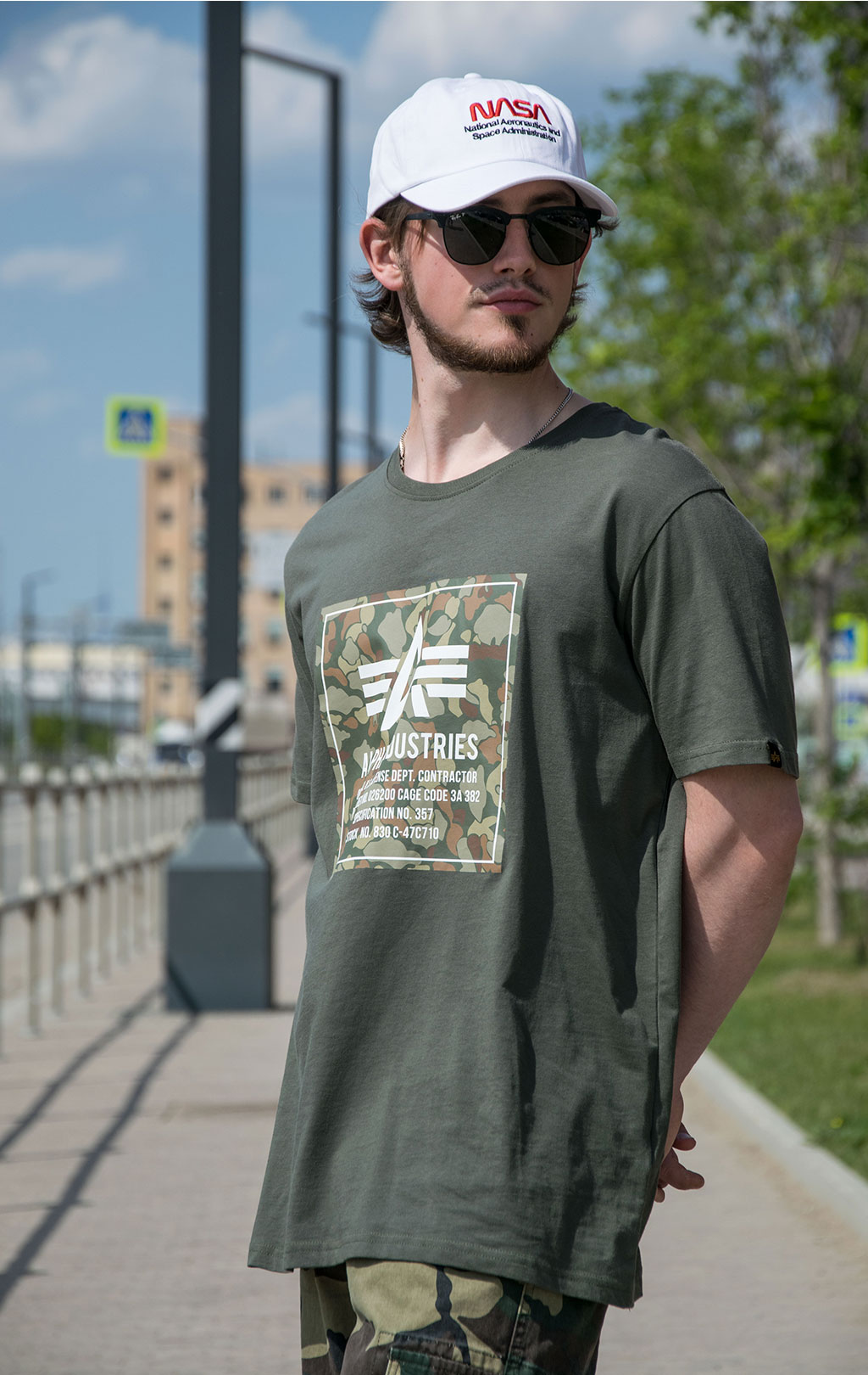 Футболка ALPHA INDUSTRIES CAMO BLOCK T dark olive 