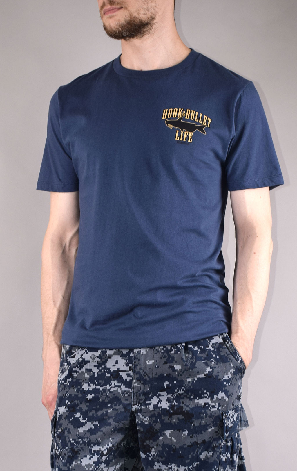 Футболка HOOK BULLET Fish Free or Die navy (857) 