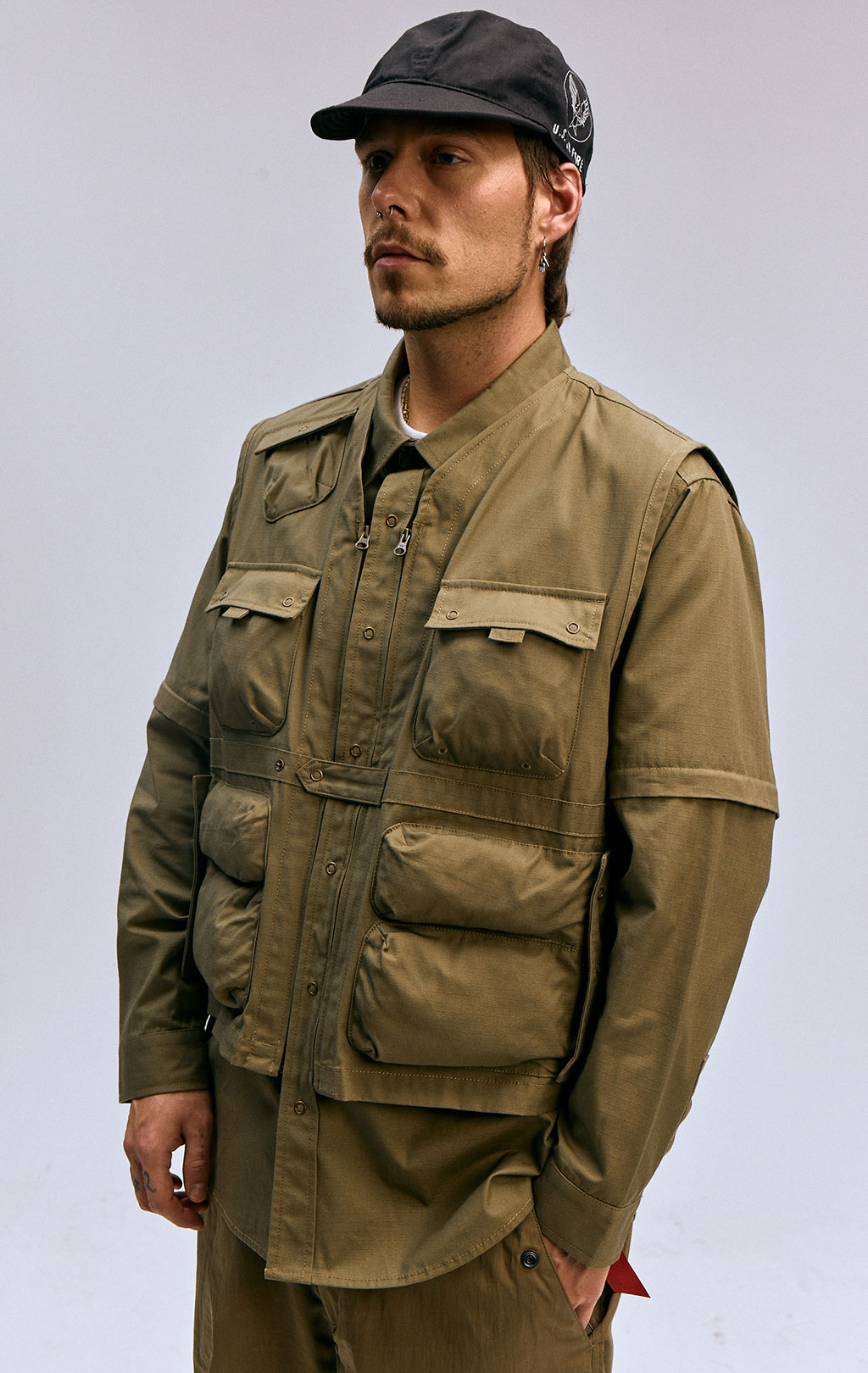 Ветровка трансформер ALPHA INDUSTRIES C-1 MOD SHIRT JACKET SS 24 m OG-107 green 