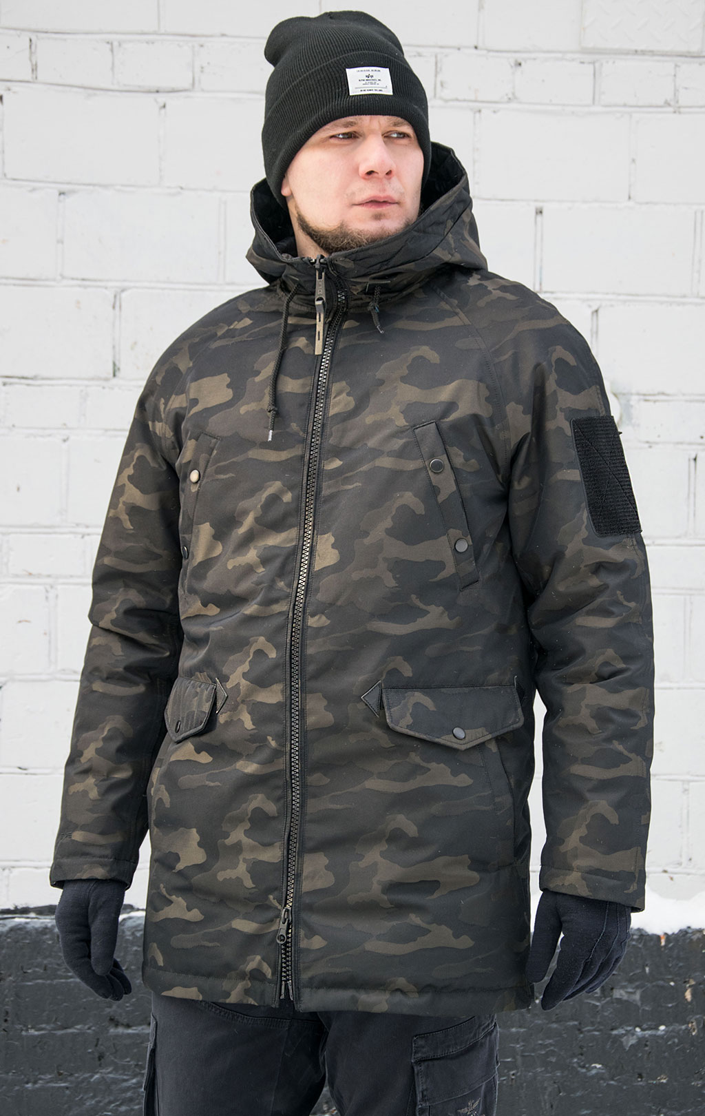 Аляска-пуховик ALPHA INDUSTRIES JACQUARD DOWN N-3B camo black 