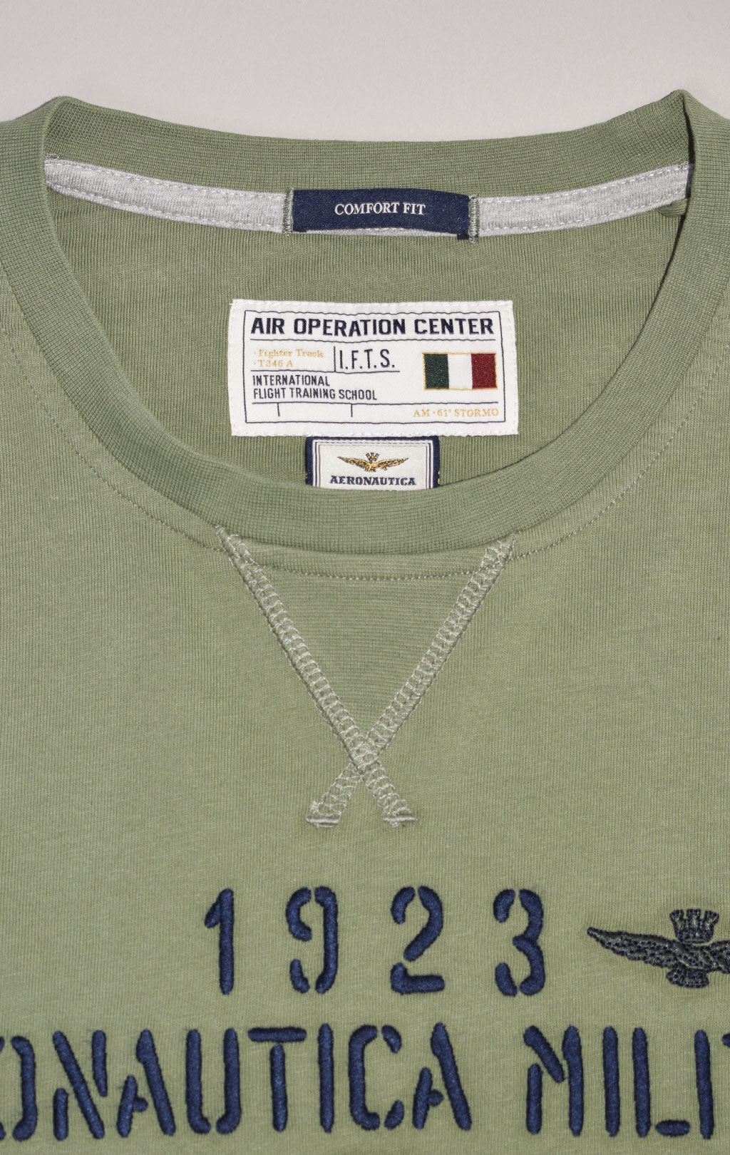 Лонгслив AERONAUTICA MILITARE SS 23/TR verde militare (TS 2052) 