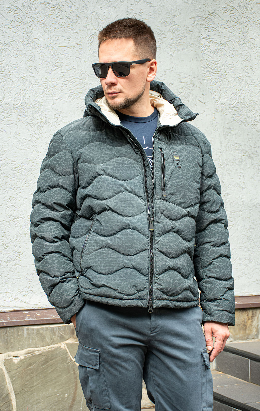 Куртка-пуховик с капюшоном BLAUER CODMAN MICRORIP WAX FW 25/26 black (C03066) 