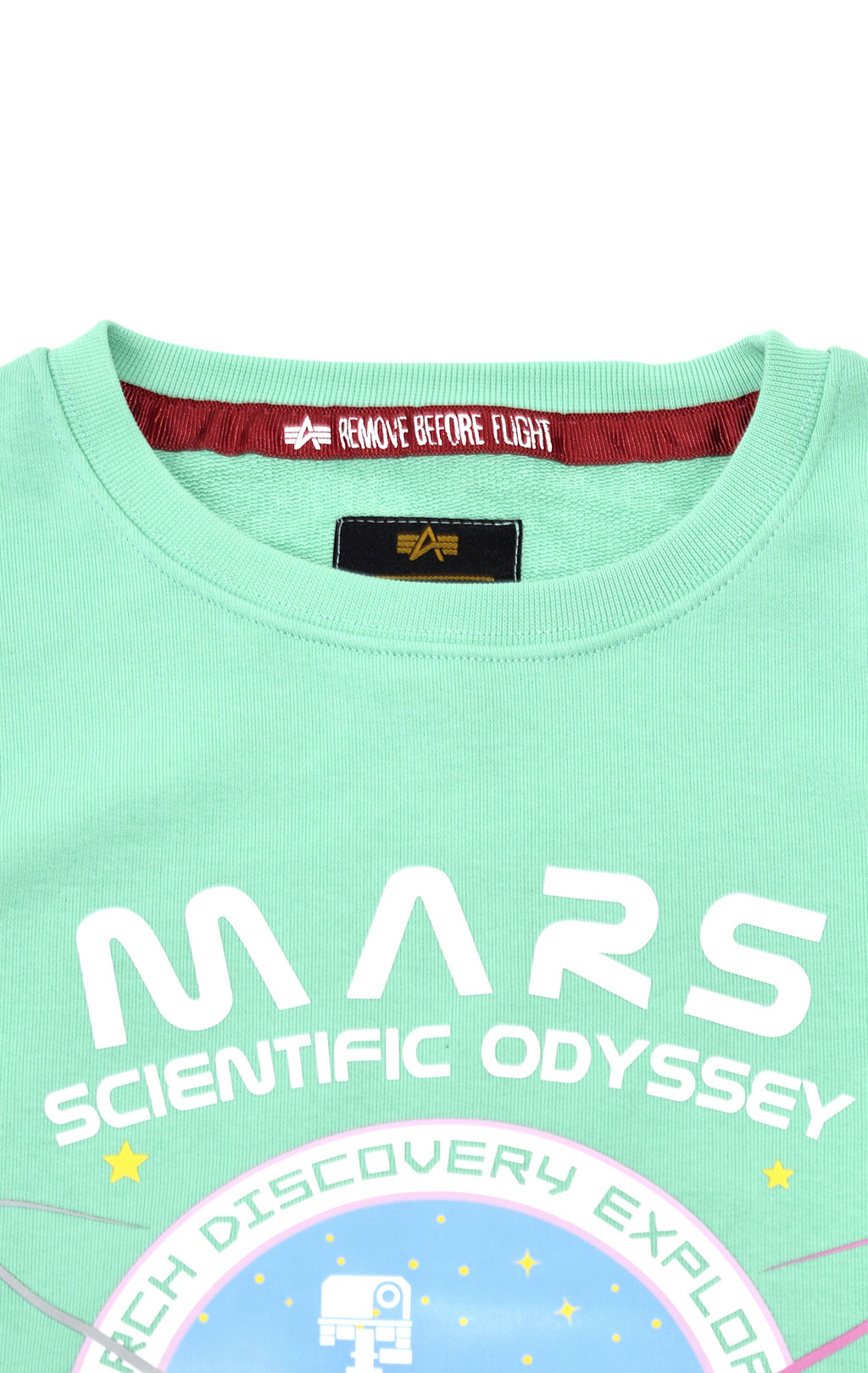 Женский свитшот ALPHA INDUSTRIES NASA MISSION TO MARS SWEATER pastel mint 