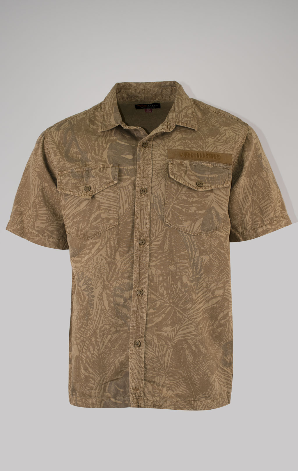 Рубашка ALPHA INDUSTRIES BOTANIC JUNGLE CAMO SS SHIRT SS 25 m brown botanic jungle camo 