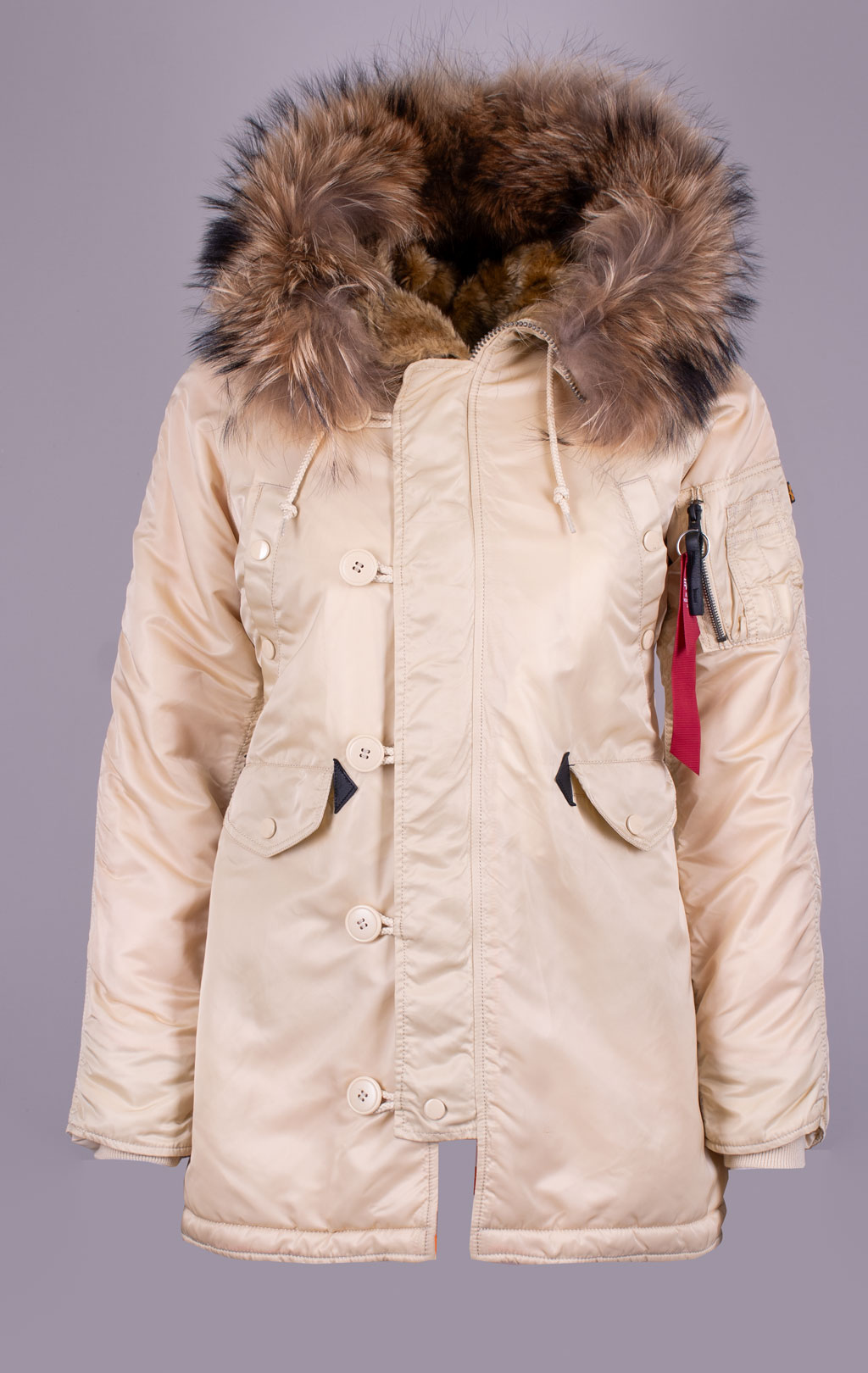 Женская аляска ALPHA INDUSTRIES VF 59 N-3B натур. мех caramel 