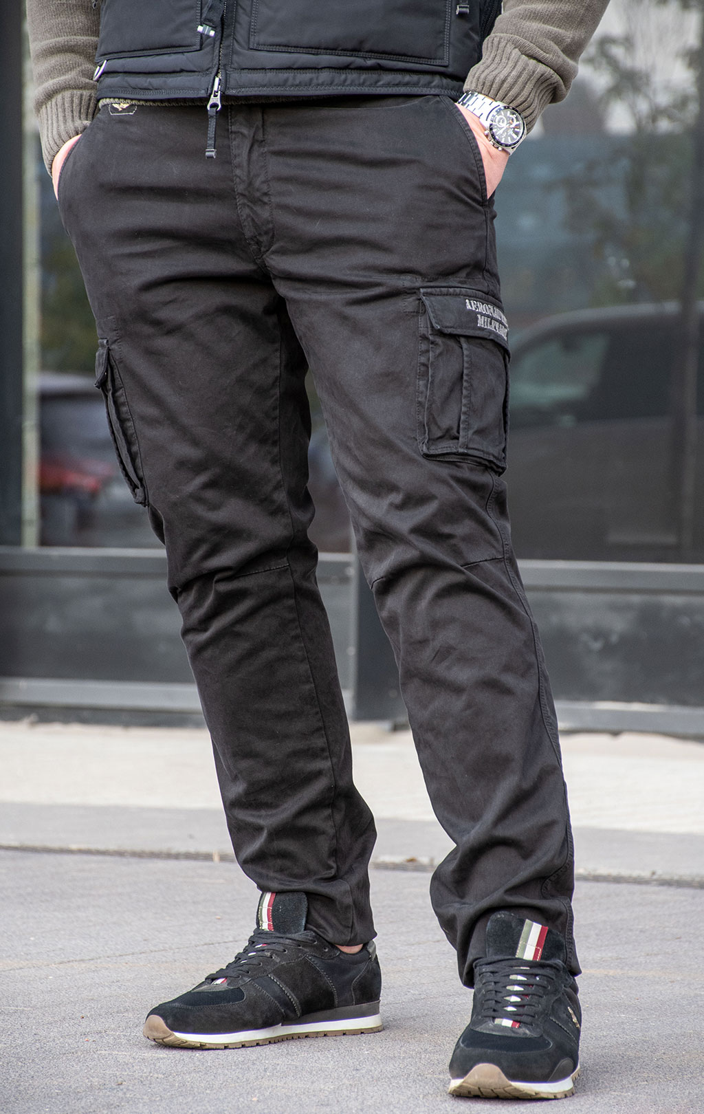 Брюки-карго AERONAUTICA MILITARE плотные FW 24/25/AL jet black (PA 1329) 