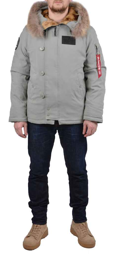 Аляска короткая ALPHA INDUSTRIES ELEVON N-2B натур. мех green alaska 