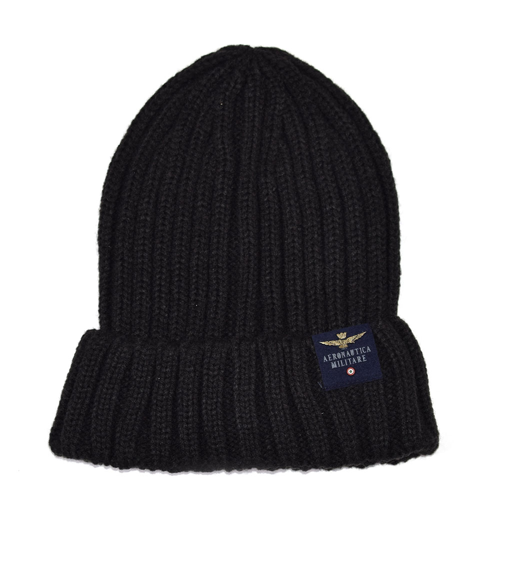 Шапка вязаная AERONAUTICA MILITARE FW 19/20 nero (CU 006)