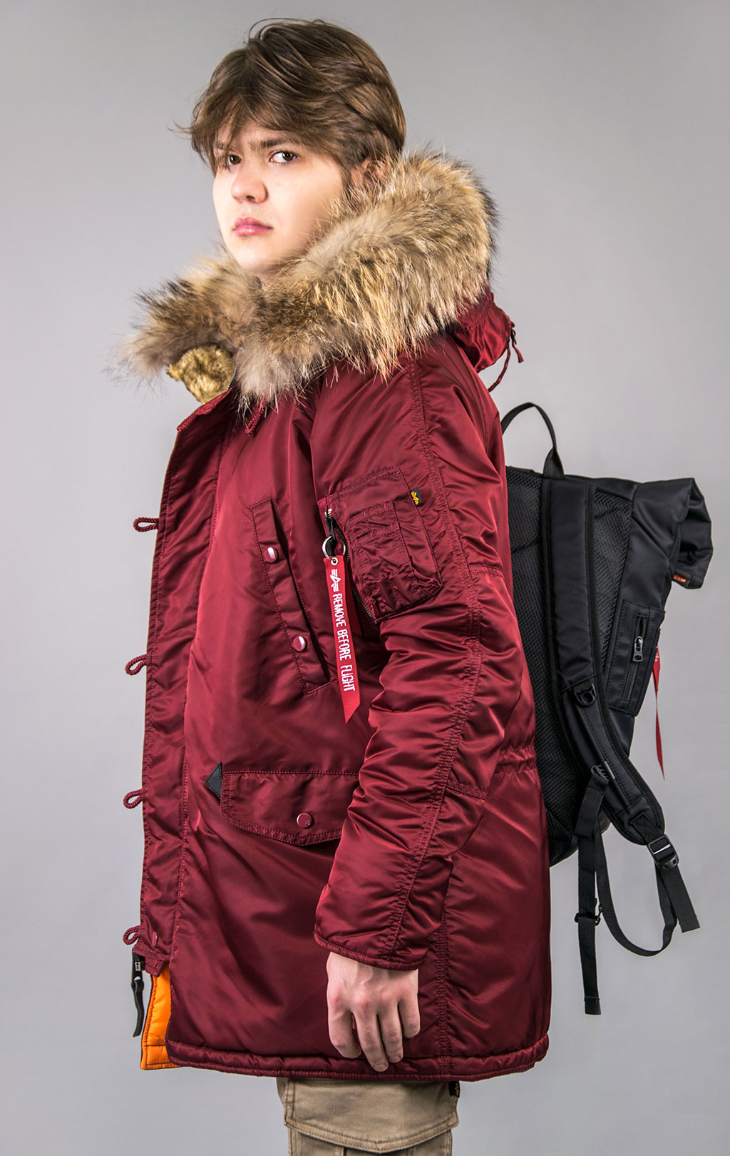 Аляска ALPHA INDUSTRIES VF 59 N-3B натур. мех burgundy 