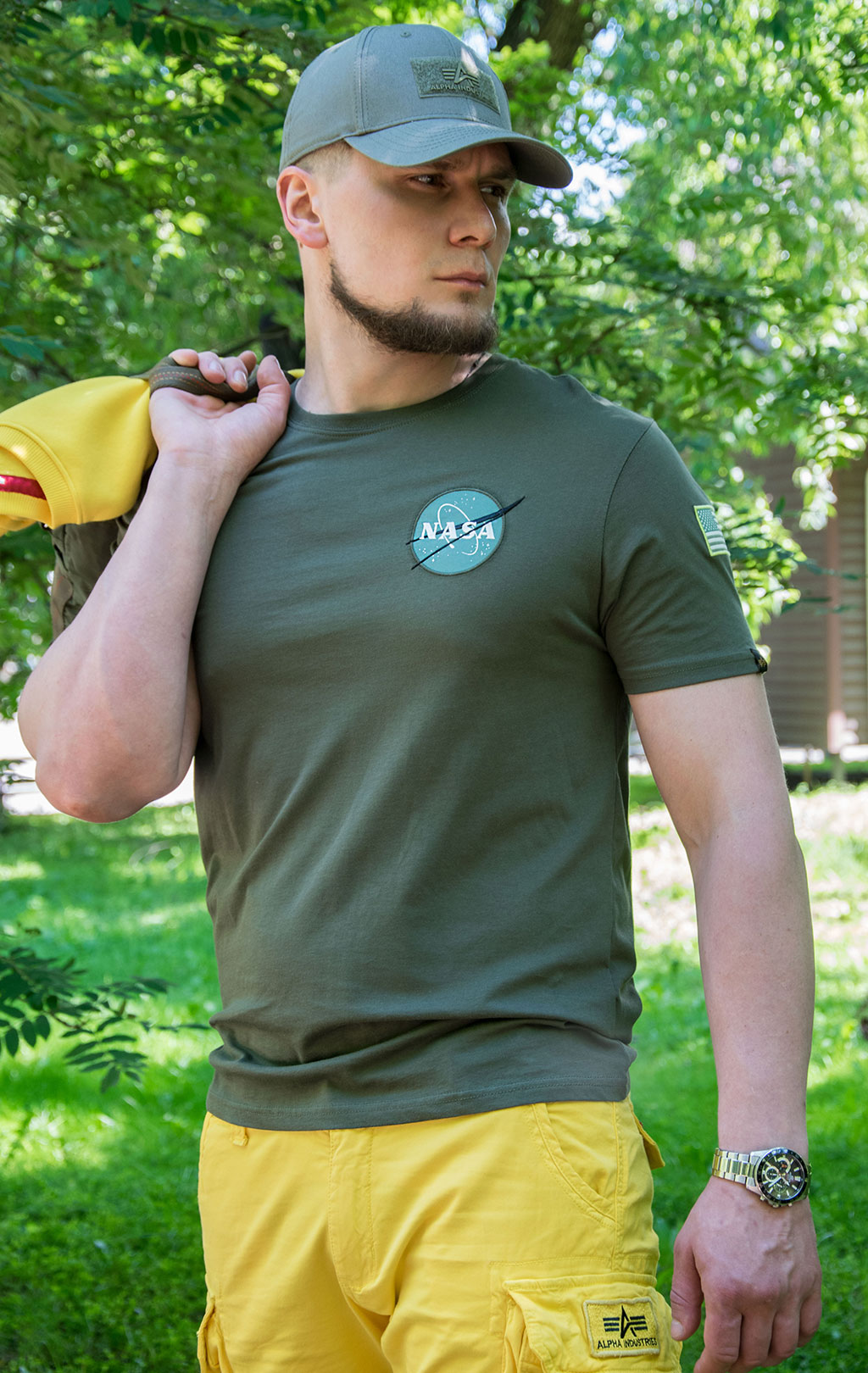 Футболка ALPHA INDUSTRIES NASA SPACE SHUTTLE T dark green 