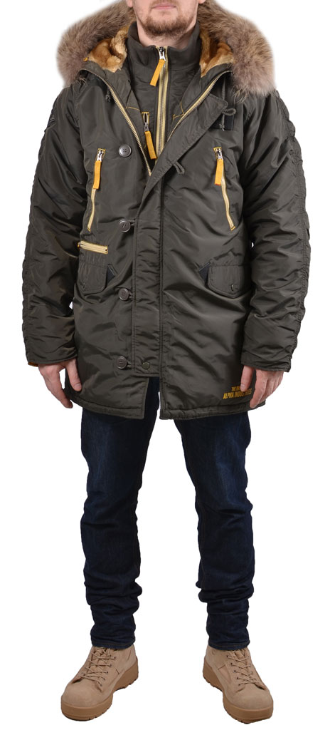 Аляска ALPHA INDUSTRIES INCLEMENT N-3B натур. мех rep. grey 