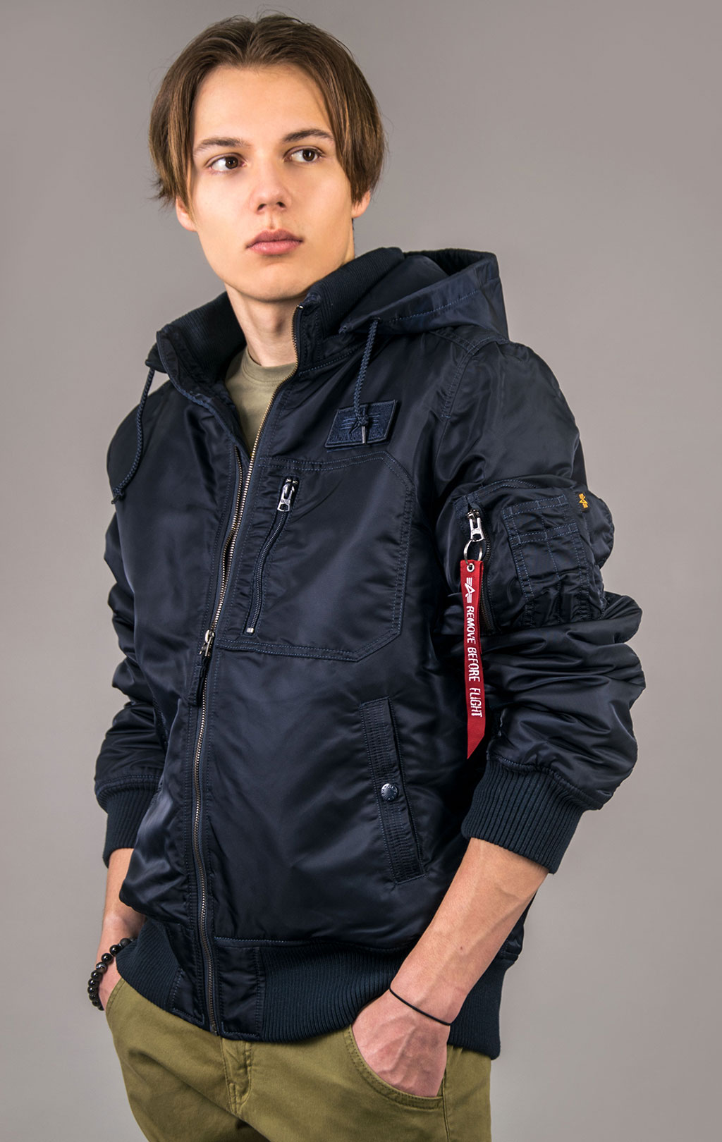 Куртка-бомбер лётная ALPHA INDUSTRIES HOODED RIB MA-1 FW 21 m replica blue 