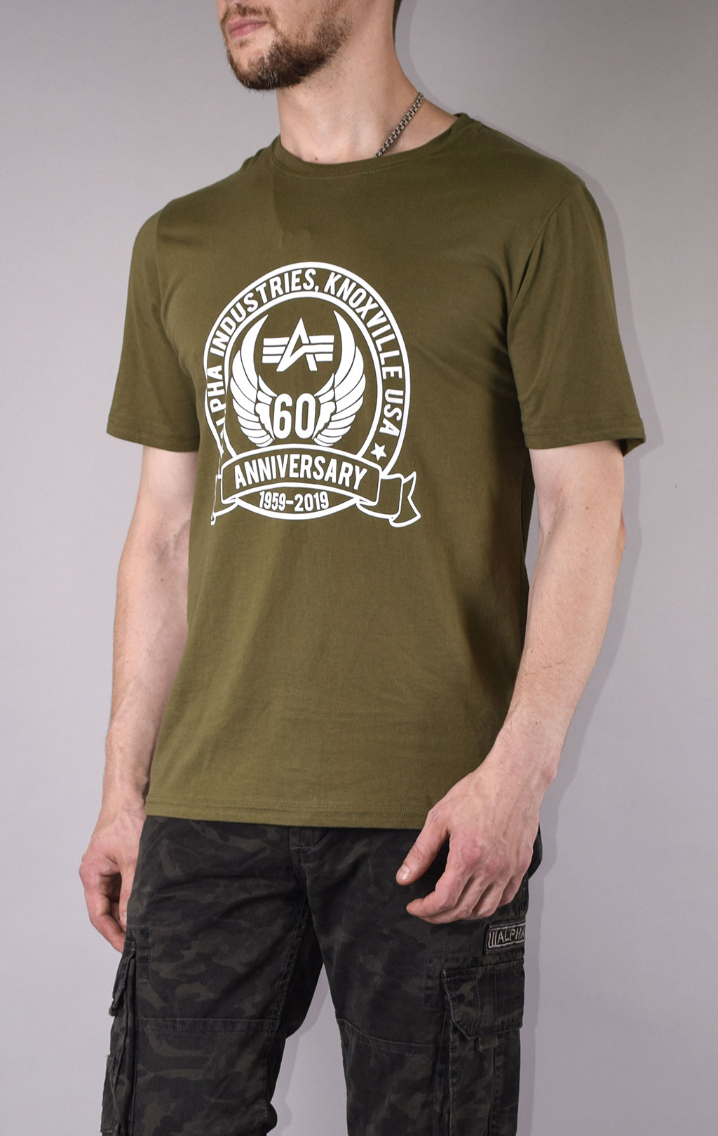 Футболка ALPHA INDUSTRIES 60TH ANNIVERSARY deep olive 