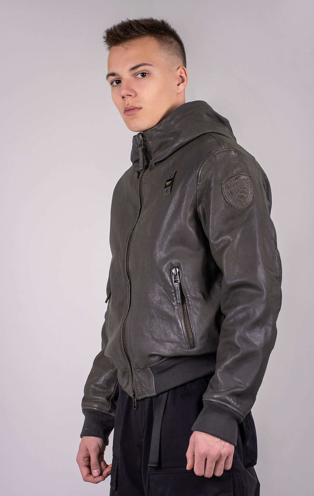 Куртка BLAUER ALDER кожа FW 24/25 grey 976 (LO1379) 