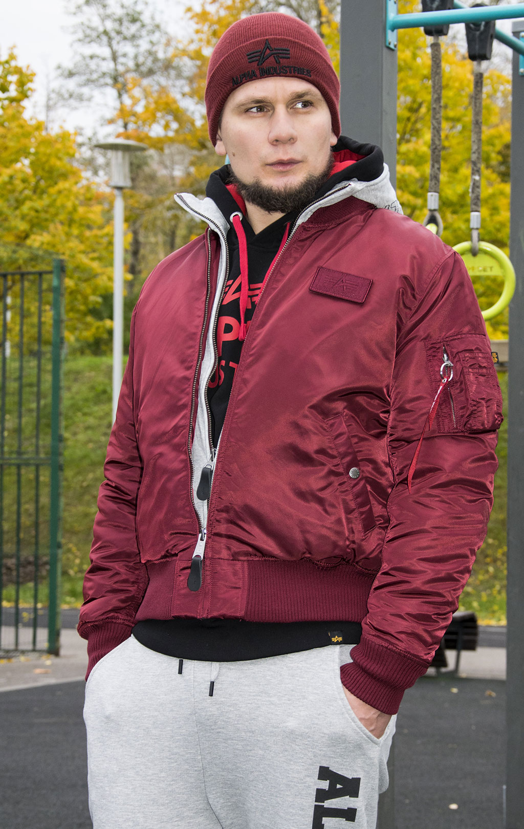 Куртка-бомбер лётная ALPHA INDUSTRIES D-Tec MA-1 burgundy 