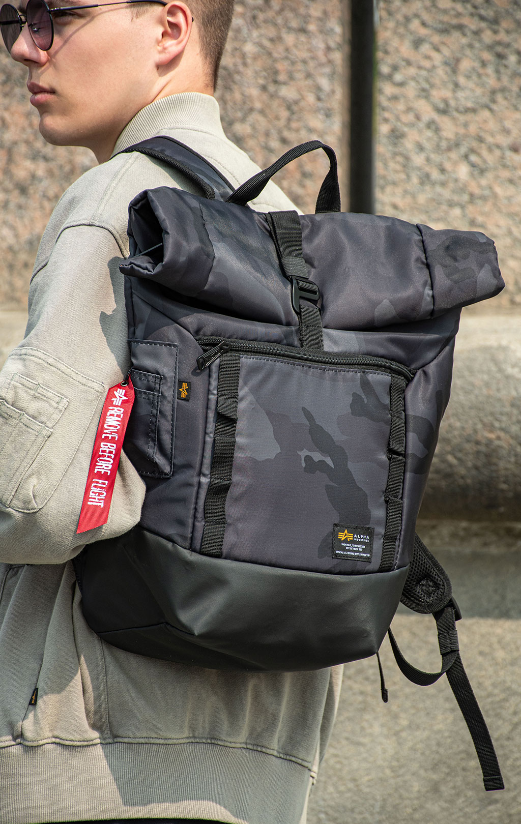 Рюкзак ALPHA INDUSTRIES CREW RT BAG CAMO black camo 