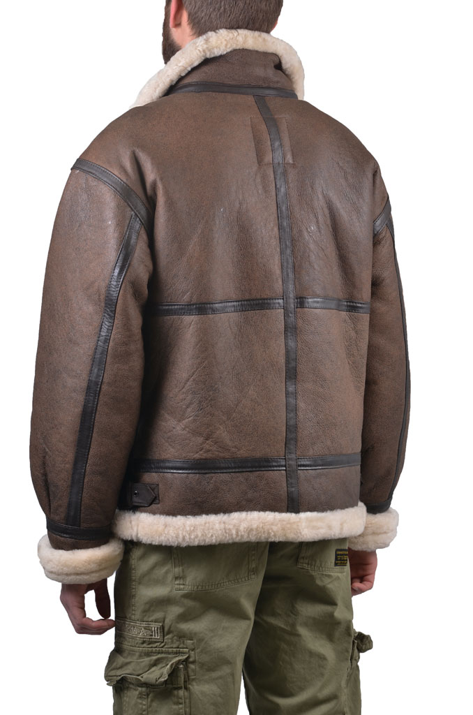 Куртка-пилот ALPHA INDUSTRIES SHERPA кожа brown 