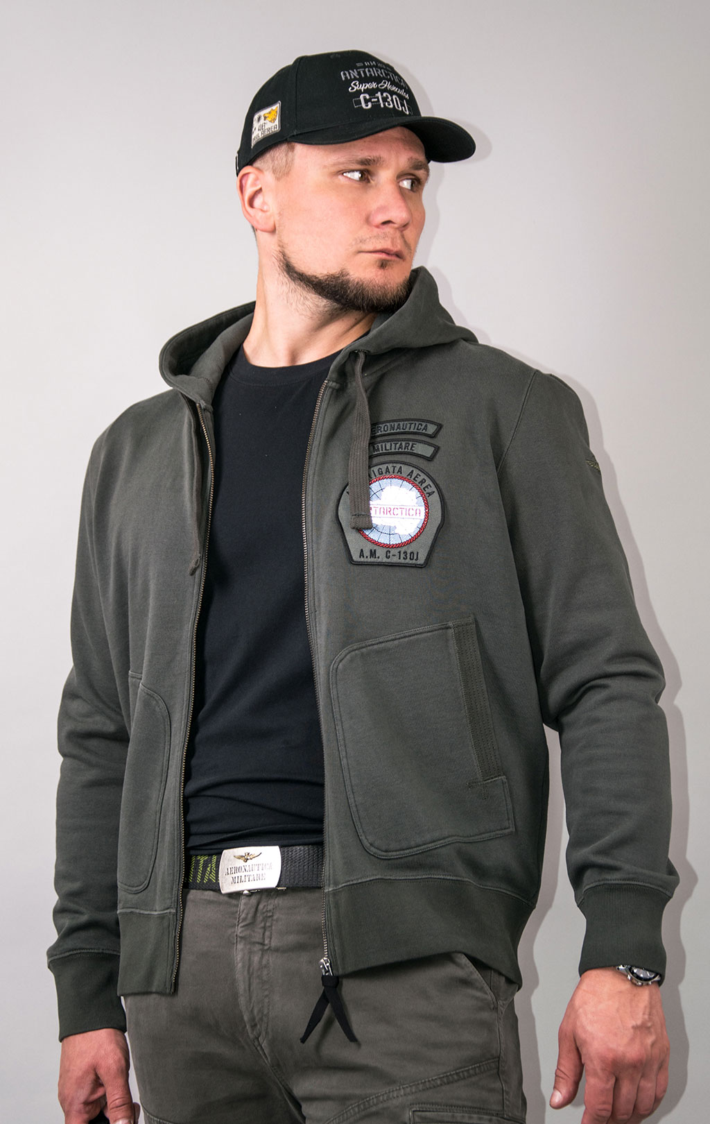 Толстовка с капюшоном AERONAUTICA MILITARE ANTARCTICA FW 23/24/IN dark green (FE 1818) 