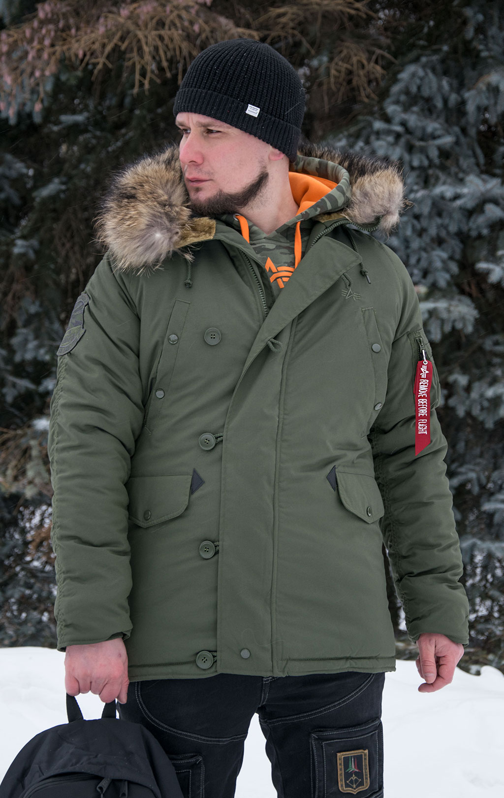 Аляска ALPHA INDUSTRIES EXPLORER натур. мех dark green 