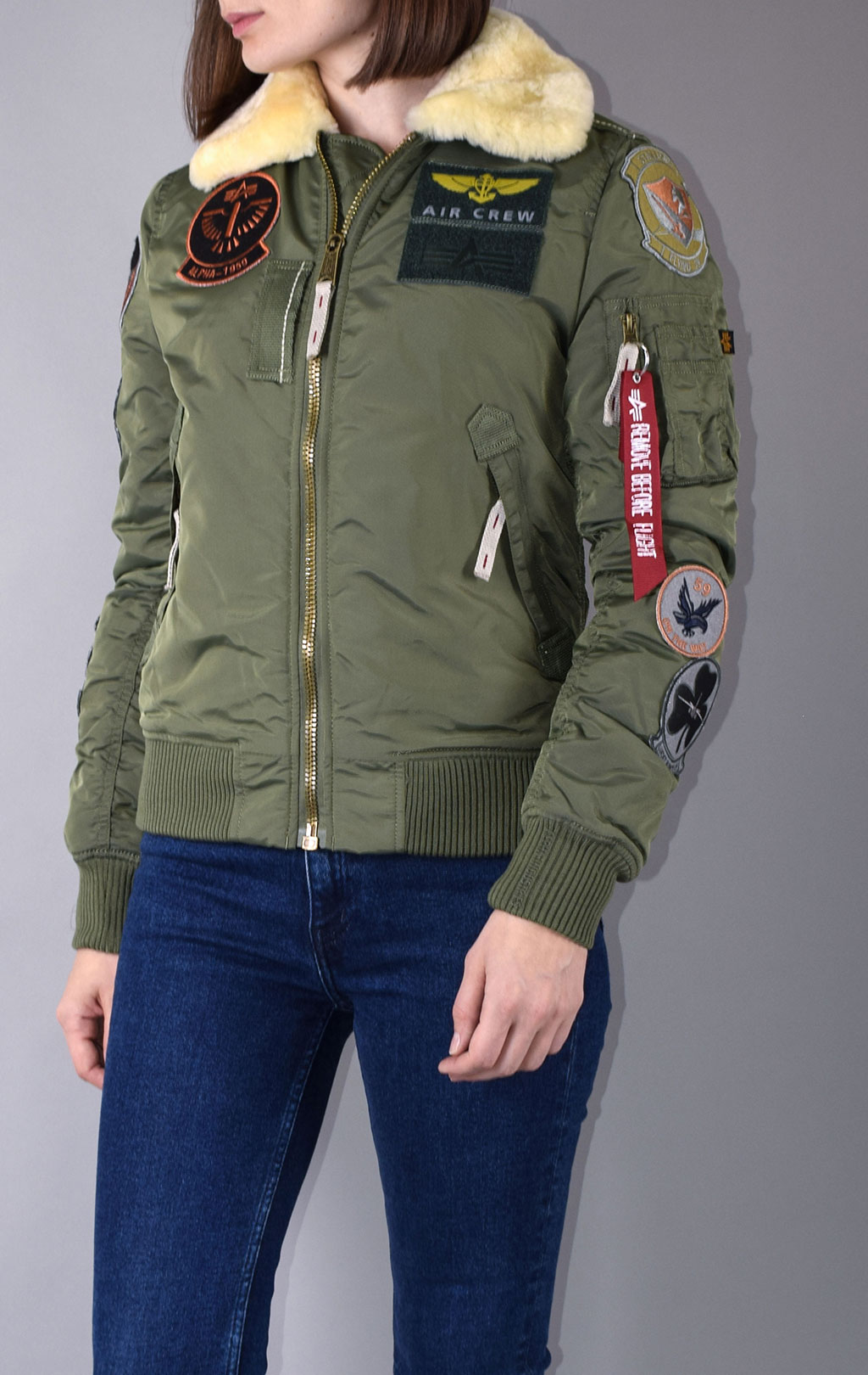 Женская куртка-пилот ALPHA INDUSTRIES INJECTOR-III PATCH sage green 