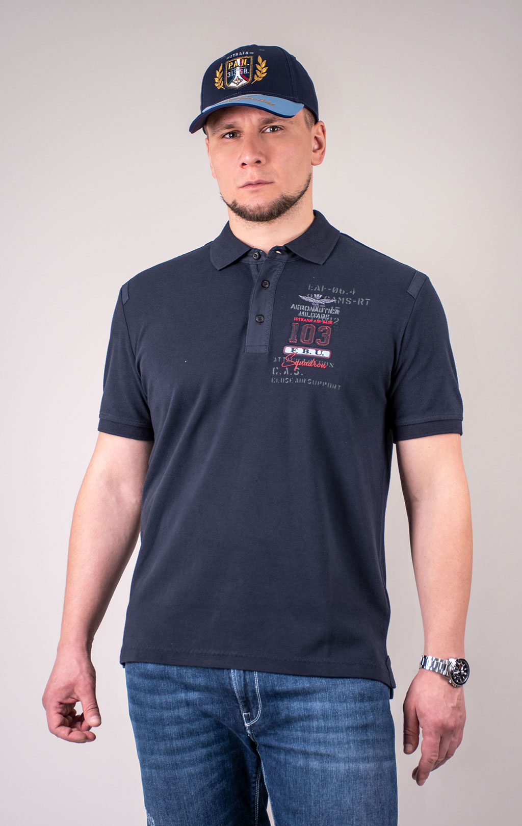 Футболка-поло AERONAUTICA MILITARE SS 24 m/TR blue navy (PO 1782) 