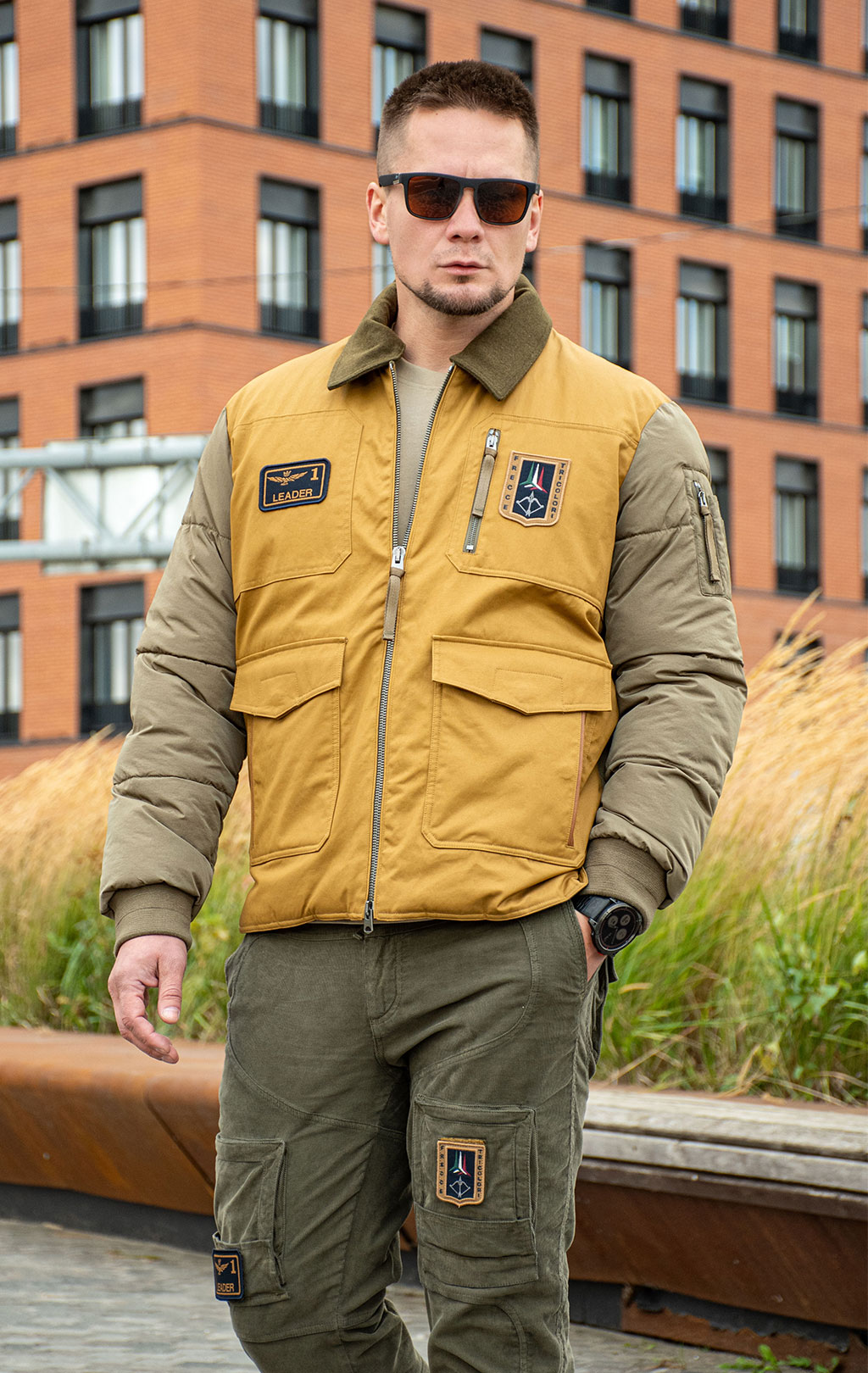 Куртка-пилот AERONAUTICA MILITARE FW 26/27/CN caffelatte/yellow curry (AB 3081) 