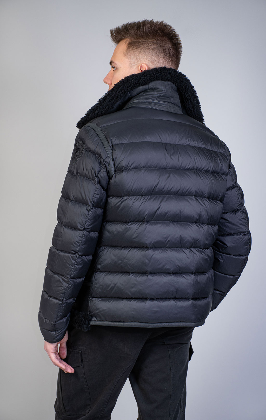 Куртка-пилот пуховая BLAUER FENNER кожа FW 25/26 black (L01333) 