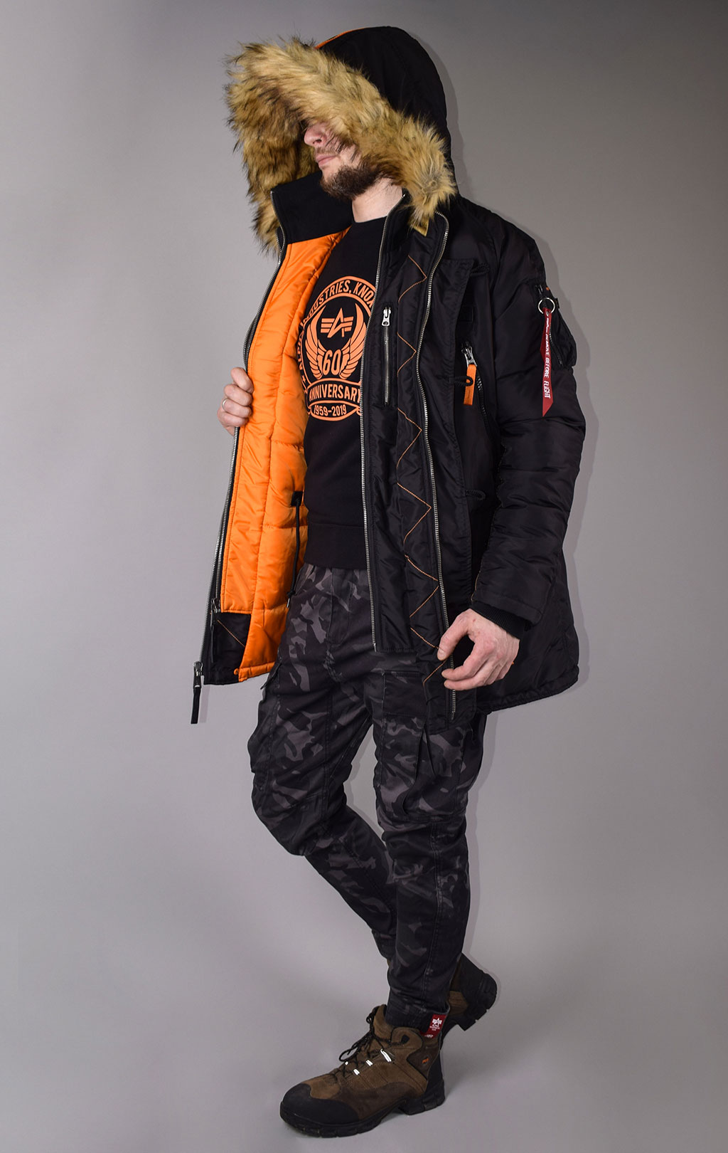 Аляска ALPHA INDUSTRIES PPS N-3B black/orange 