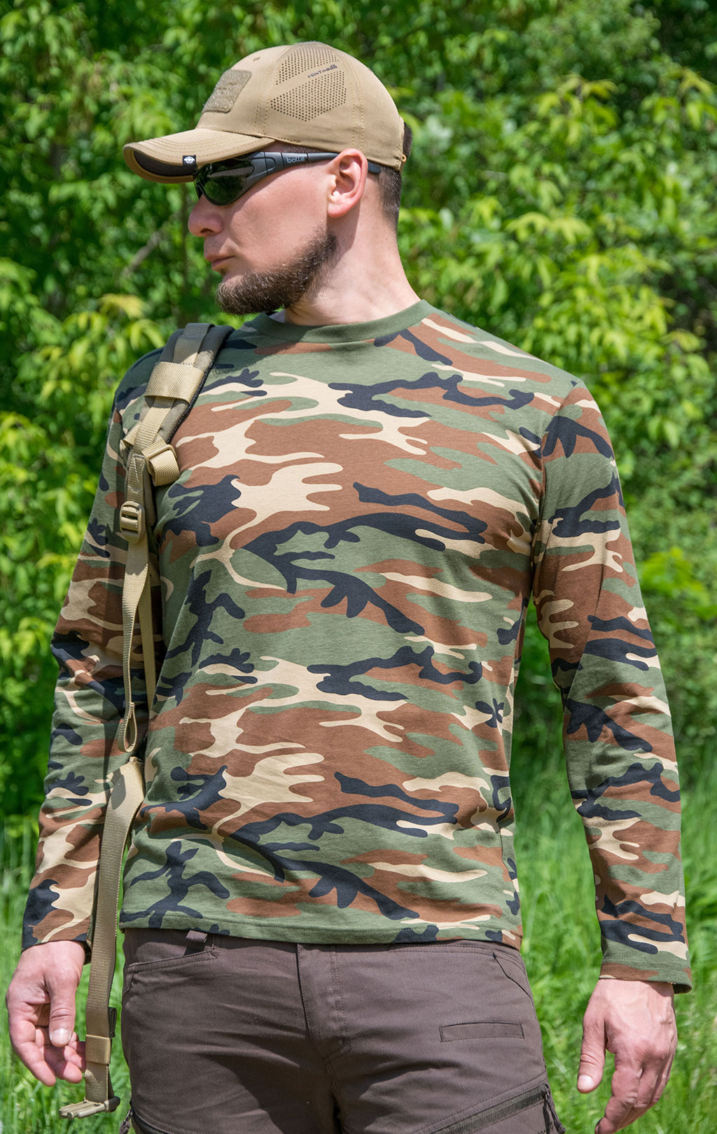 Футболка полевая Mil-Tec длинный рукав camo woodland 