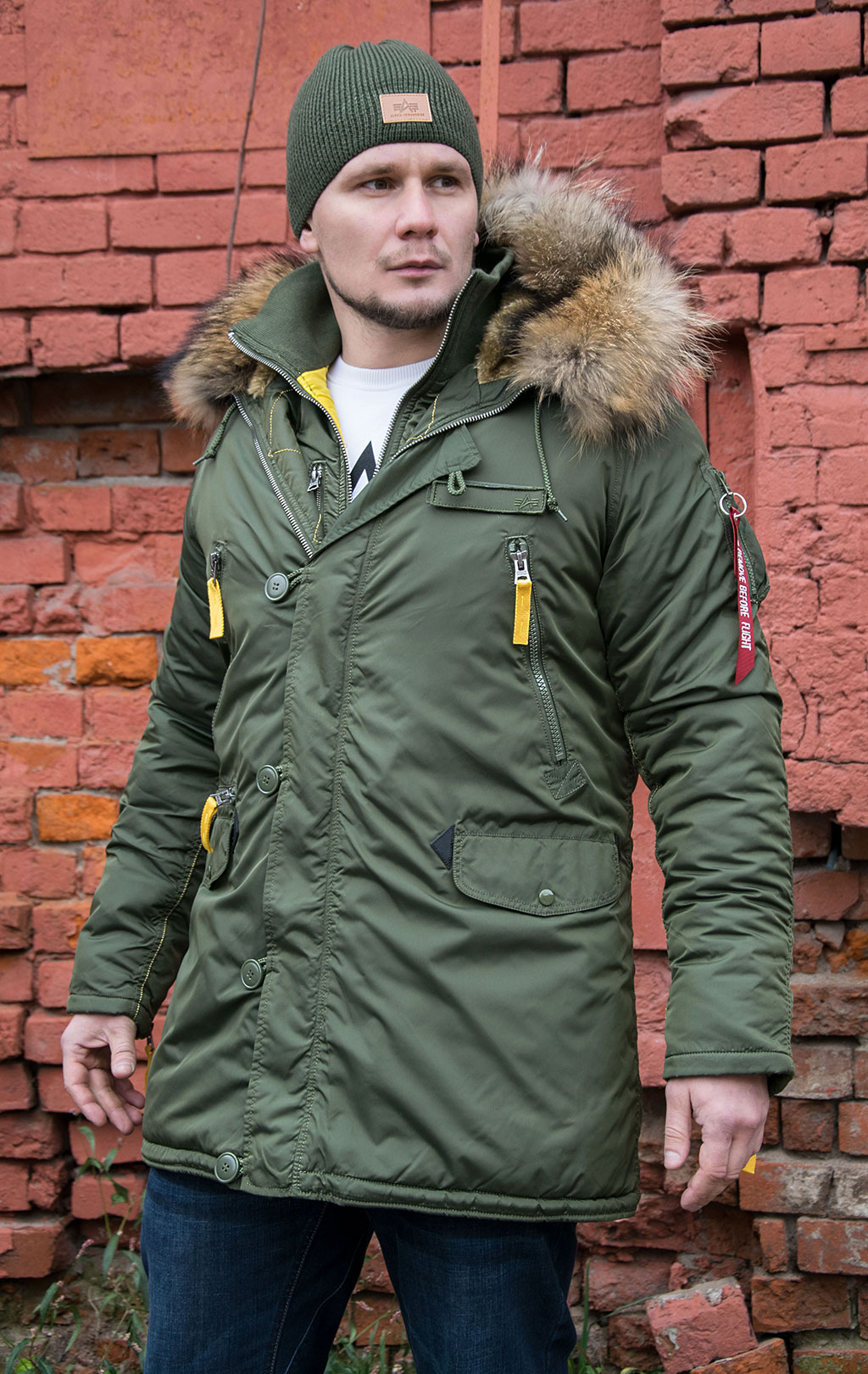 Аляска ALPHA INDUSTRIES PPS N-3B натур. мех dark green 